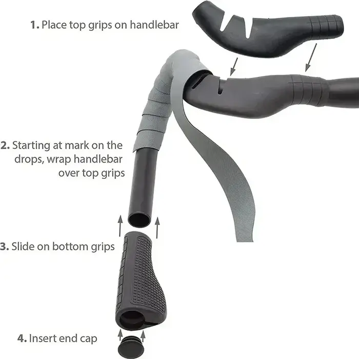 Poignées de guidon en caoutchouc ergonomiques pour vélo de route gravier et fixie avec régulateur de vitesse et amorti vibrations confortables
