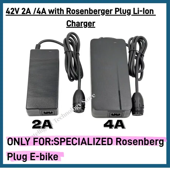 Chargeur de vélo électrique Elecrun 42V 4A /2A compatible avec la batterie Li-Ion 36V RoPd 6 broches Specialized Turbo