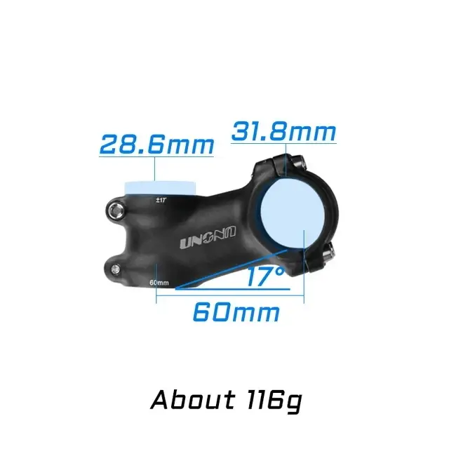 Tige de vélo UNO vtt-7 17 35 degrés en alliage d'aluminium ultraléger 31.8mm 60 70 80 90 100 110 120 130mm