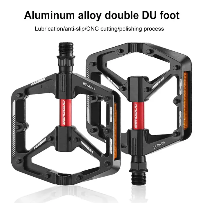 1 paire Double DU roulement vélo pédale anti-dérapant cyclisme pédales plates ultraléger en alliage d'aluminium
