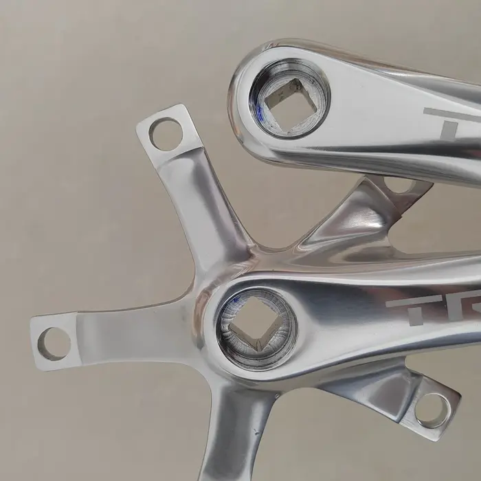 Pédalier de vélo de route et VTT en alliage d'aluminium argenté brillant 130BCD pour vélo pliant avec choix de longueurs 152mm 165mm 170mm