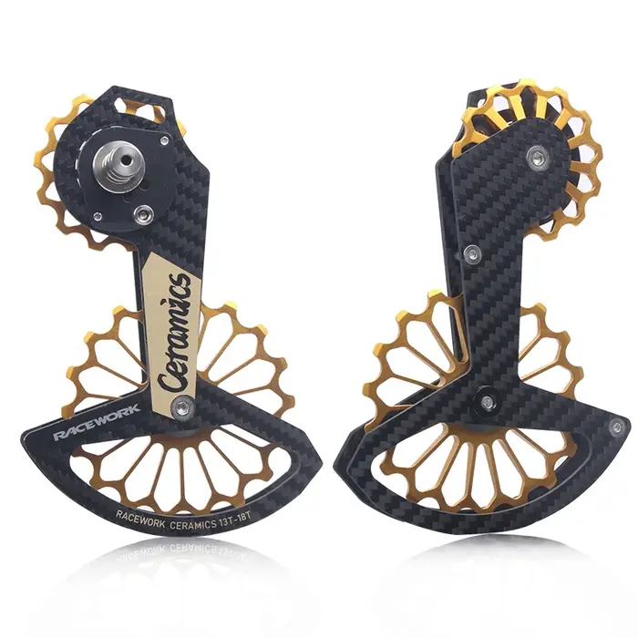 RACEWORK 18T vélo de route dérailleur arrière en Fiber de carbone roulement en céramique poulie roue de guidage arc-en-ciel pour SHIMANO R7000 R8000/8050/9100