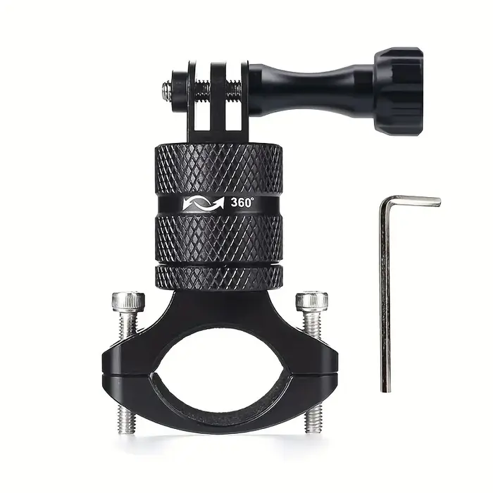 Support de guidon de vélo en alliage d'aluminium noir rotatif 360 degrés pour caméra d'action GoPro DJI Insta360 VTT motocross sport
