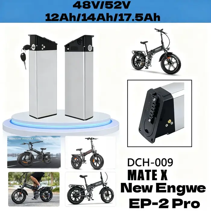 Pour Engwe EP-2 Pro MATE X 48V/52V batterie de remplacement 12Ah/14Ah/17.5Ah convient aux nouvelles vélos DCH-009
