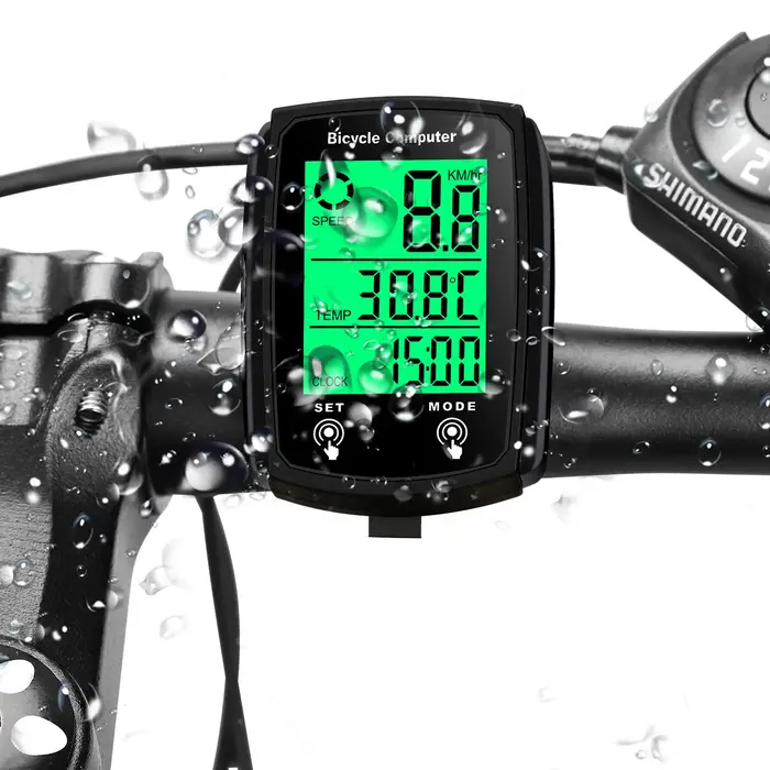 Ordinateur de vélo étanche filaire rétro-éclairage lumineux