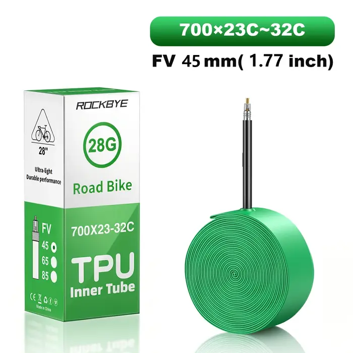 Chambre à air de vélo de route Rockbye 28G, ultralégère en TPU, compatible Presta et Schrader, FV 65