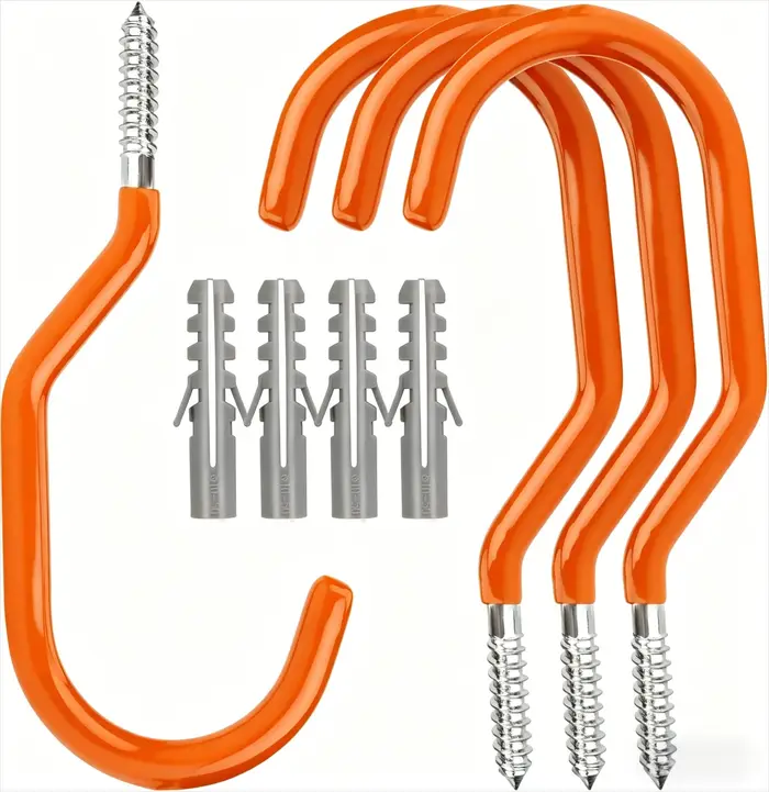 Lot de 4 crochets de vélo robustes - Supports de vélo à visser pour plafond et mur de garage - Range