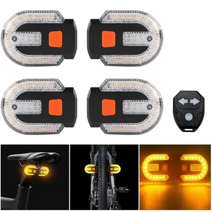IN-A569U ! 4 clignotants pour vélos avec alarme, télécommande/feu arrière de vélo intégré, feux arrière de vélo étanches à clign