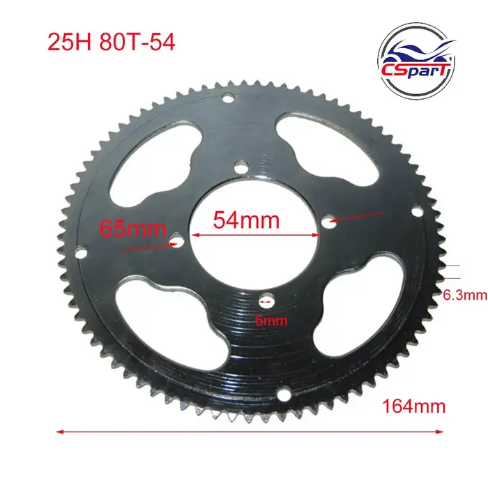 Pignon arrière 25H 55 65 80 89 dents 55T 65T 80T 89T 54MM pour Razor EVO x-treme IZIP E Scooter à gaz Mini Moto