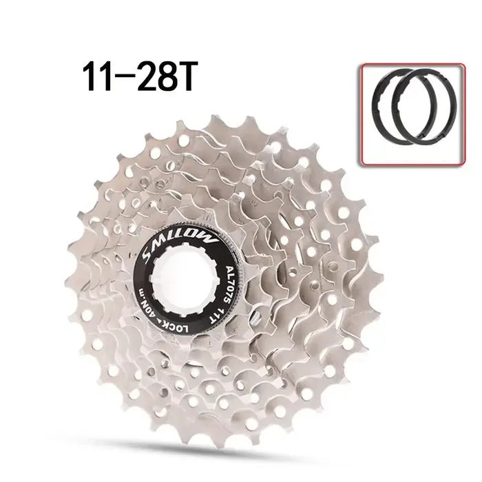 Cassette de volant d'inertie de vélo, pignon argenté, moyeu arrière de montagne VTT, 11-28T, 7 vites