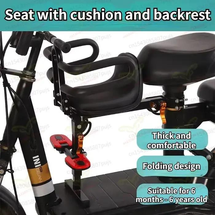 Siège de sécurité enfant pliable avant pour vélo électrique et trottinette