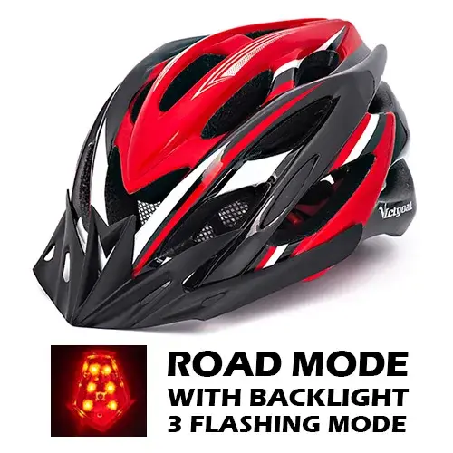 VICTGOAL Casque de vélo Ultralight Feux arrière pour hommes LED Tailling avec pare-soleil MTB Road B