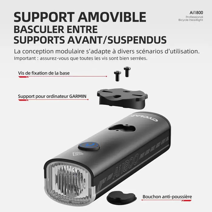CYCLAMI 1200/1800 Lumen phare de vélo Ultra-léger suspendu avant lampe en alliage d'aluminium vtt