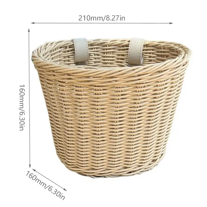 Panier de vélo en rotin tissé, panier de rangement pour guidon avant, panier de vélo amovible et éta