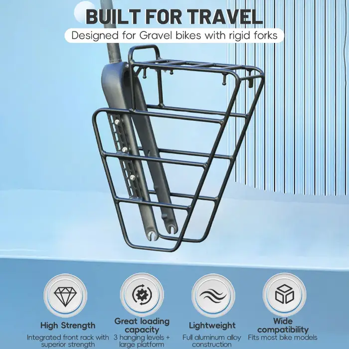 Porte-bagages avant léger en alliage d'aluminium pour vélo de gravier