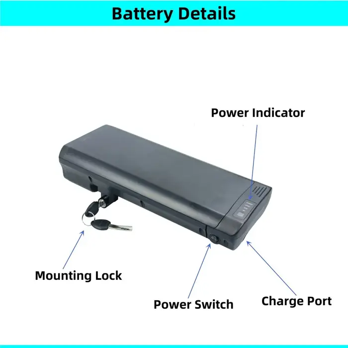 Gabriella E-1000 20 "20 pouces batterie de vélo électrique pliante 24V 7.8Ah 8.7Ah 10Ah 36v 7.5Ah