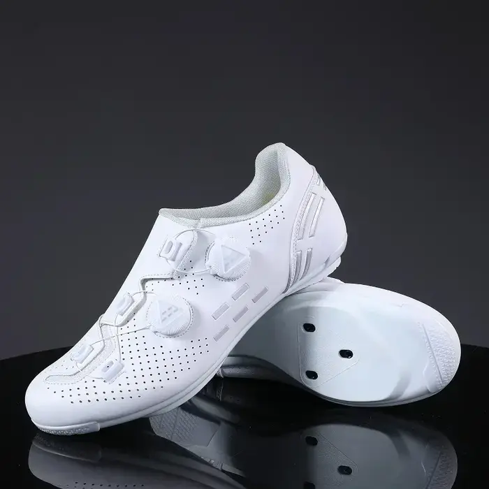 Chaussures de cyclisme sur route et montagne pour homme et femme en nylon beige avec semelle EVA et crampons antidérapants