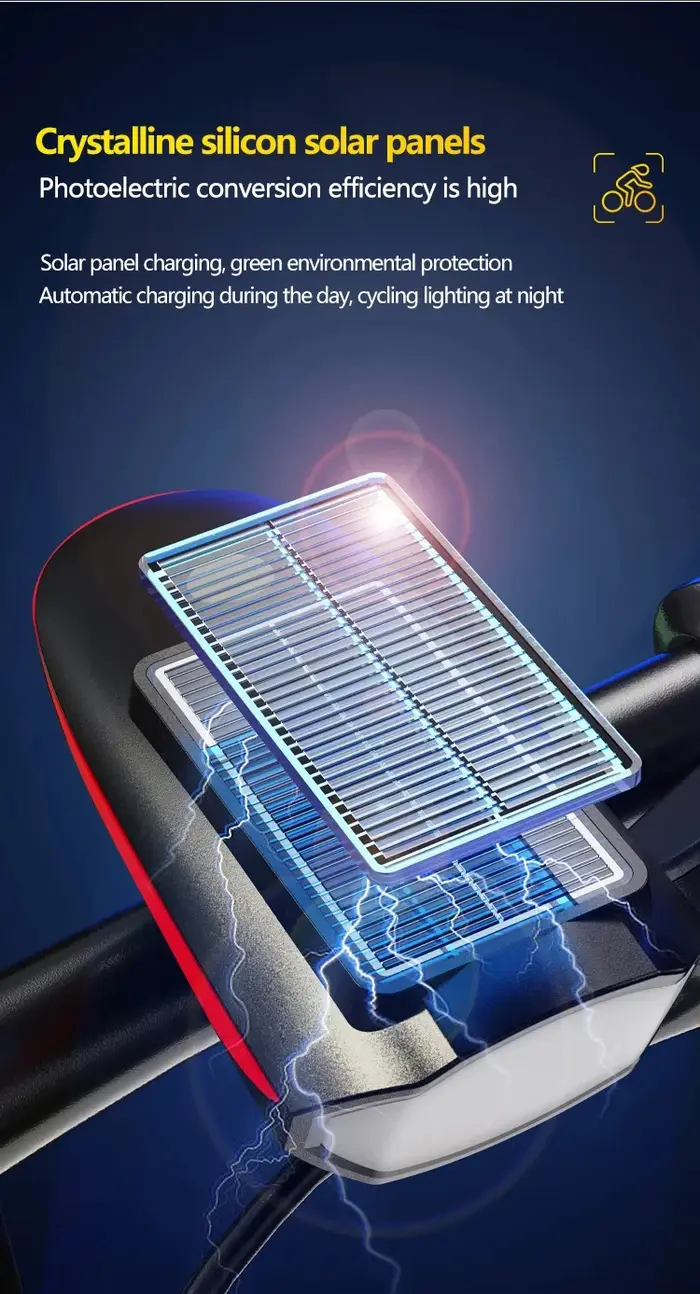 Lumière solaire de vélo avec klaxon LED