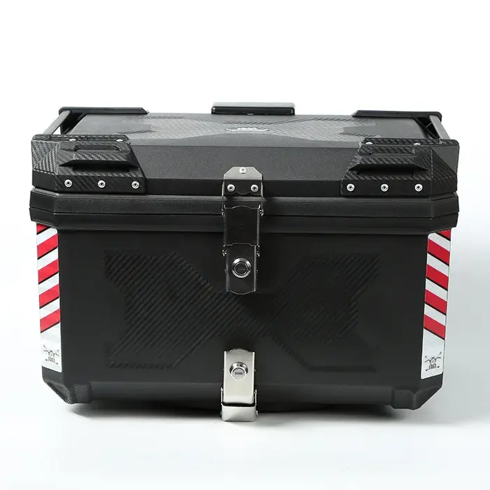 Coffre de vélo électrique 80L, coffre de moto grande capacité, coffre amovible en alliage d'aluminium étanche et antivol