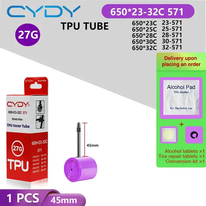 CYDY vélo de route TPU chambre à air 650x23C 25C 26C 27C 28C 30C 32C