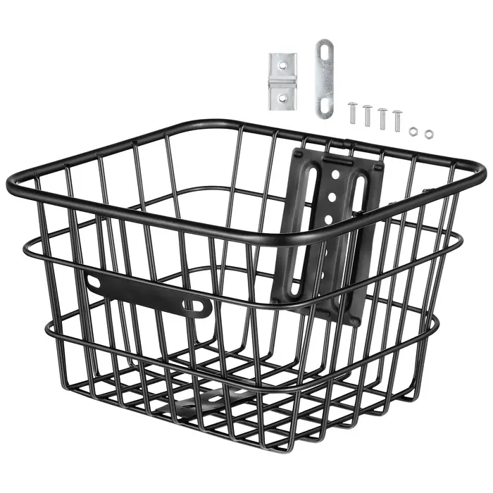 Panier avant en fil de fer noir robuste pour guidon de vélo avec grande capacité de charge pour transporter livres sacs et objets lourds