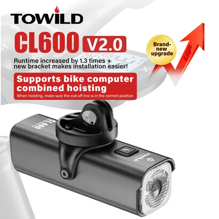TOWILD CL600S vélo lumière avant lampe 600 lumens USB Rechargeable LED 2600mAh