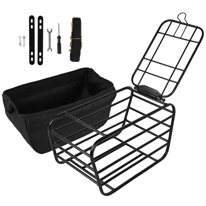 Panier de vélo en acier carbone robuste, panier fermé pour animaux de compagnie et panier de transport pour le cyclisme tout-terrain, la conduite en ville et les trajets quotidiens