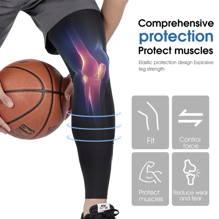 Jambières de sport en soie glacée antidérapantes avec compression et protection UV pour cyclisme et course à pied été noir