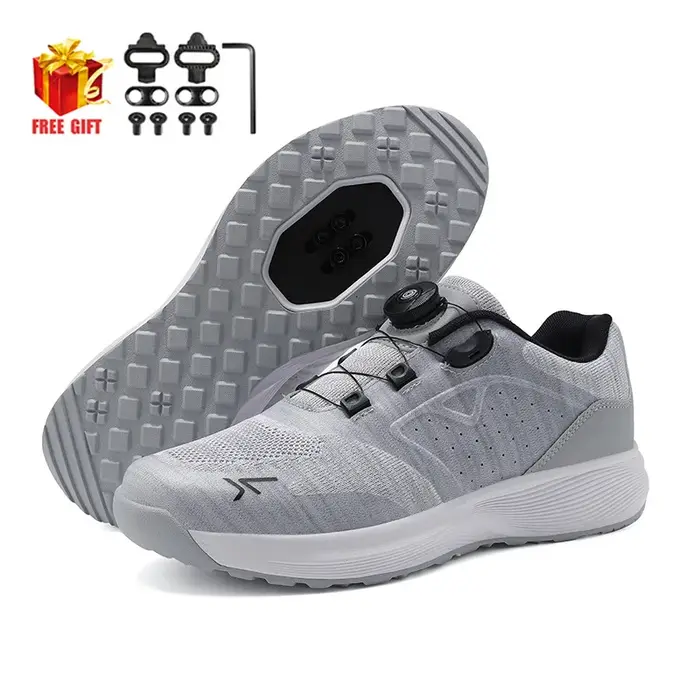Chaussures de cyclisme VTT pour homme en cuir avec fermeture à crochets et semelle en caoutchouc pour pédales SPD sport et montagne