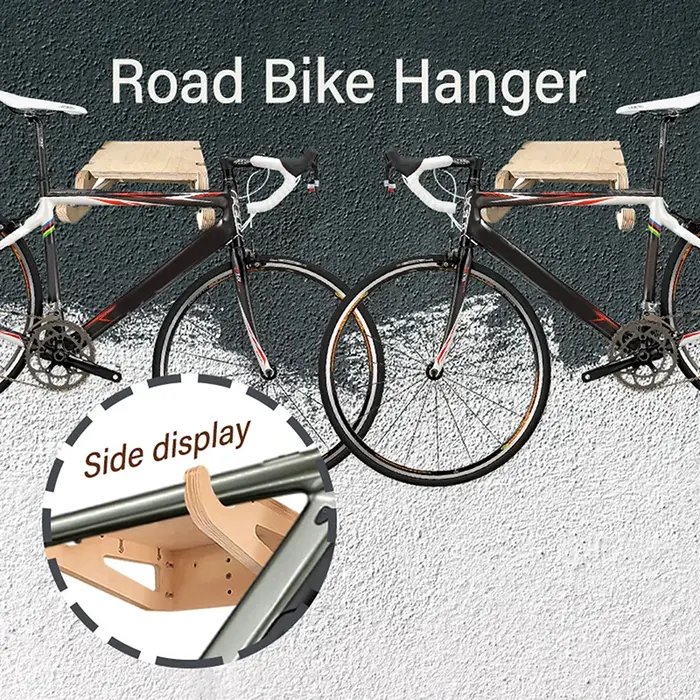 Nouveau support mural pour vélo, support de rangement pour vélo en bois pour intérieur, crochet amovible, étagère, support de présentation, organisateur, économiseur d'espace