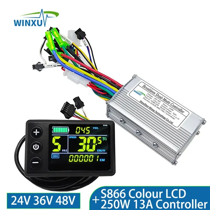 Contrôleur de moteur sans balais pour vélo électrique, 24V 36V 48V 250W 13A 350W 15A, Kit d'affichag