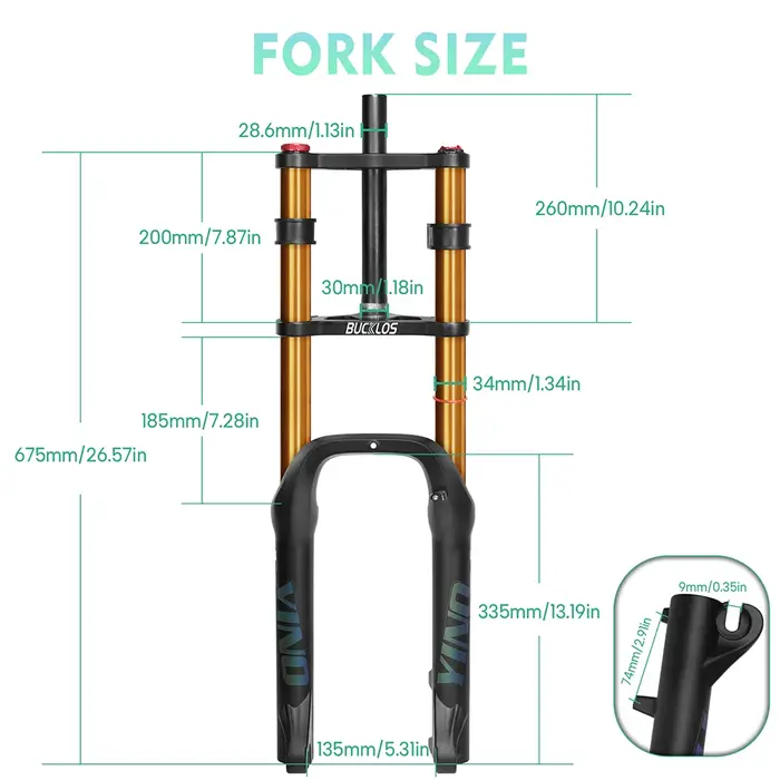 BUCKLOS 20*4.0 fourche de vélo Double épaule