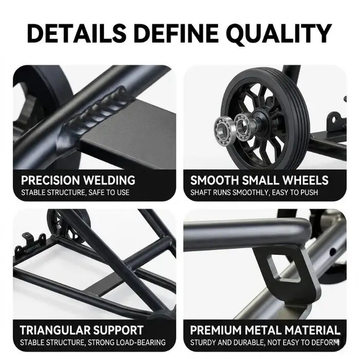 Porte-bagages arrière en alliage d'aluminium CNC avec roulettes faciles à utiliser