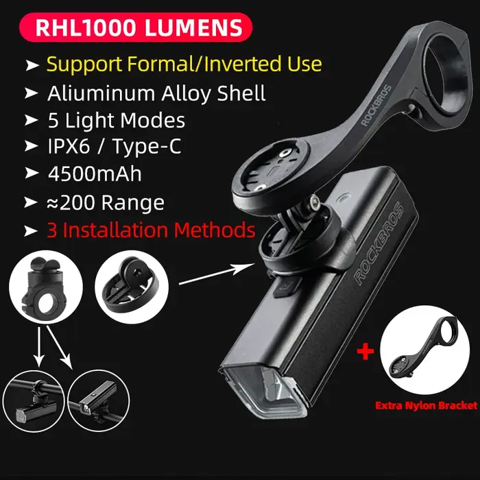 ROCKBROS – lumière de vélo 1000lm