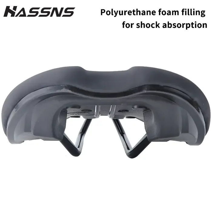 Selle de vélo VTT HASSNS HA2035 en cuir blanc confortable avec design ergonomique creuse pour cyclisme de montagne et confort durable