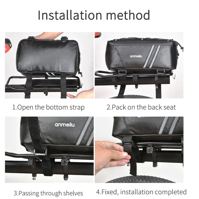 Sac de siège de conducteur, boîte de rangement, vélo électrique étanche, sac à dos, VTT, étagère arrière, sac arrière, équipement d'équitation