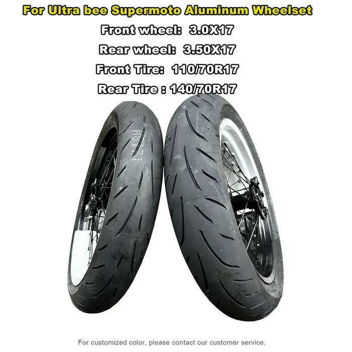 Roues Supermoto pour moto électrique Ultra Bee, kit de roues 17 pouces, roue avant 110/70R17, roue a