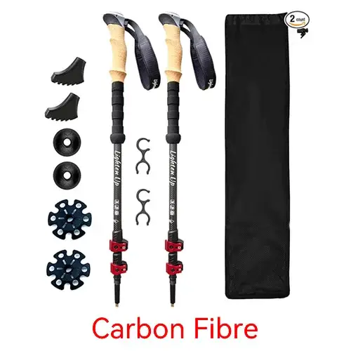 Bâtons de randonnée en fibre de carbone ou en alliage d'aluminium à verrouillage rapide