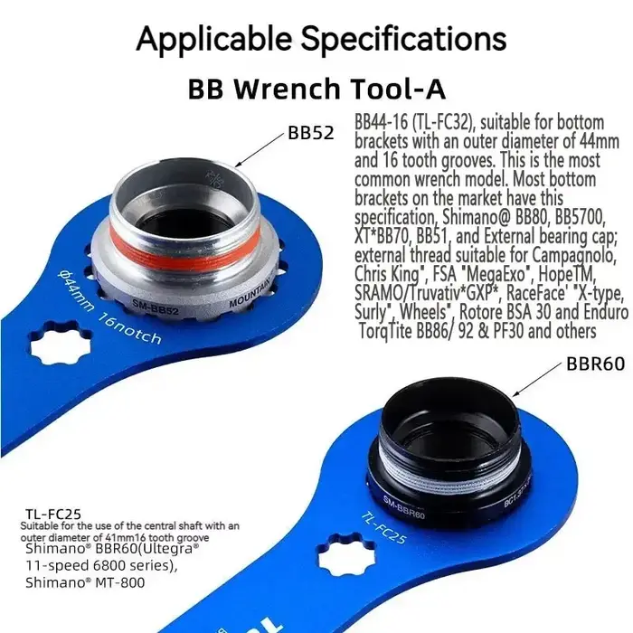 Clé de montage de boîtier de pédalier de vélo DUB BB 44/46mm 16/24 encoches