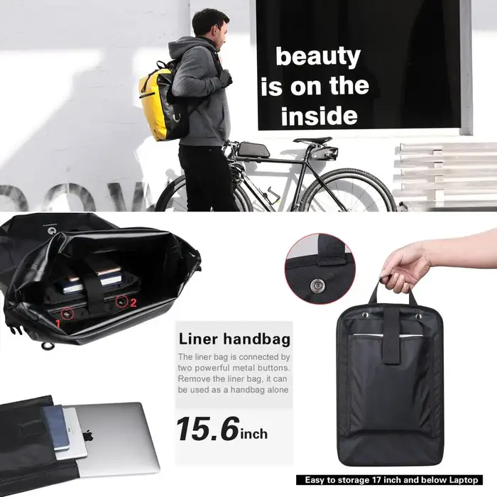 Rhinowalk – sac de vélo 100% étanche, grande capacité de 27l, multifonctionnel, porte-bagages arrière, sacs de cyclisme
