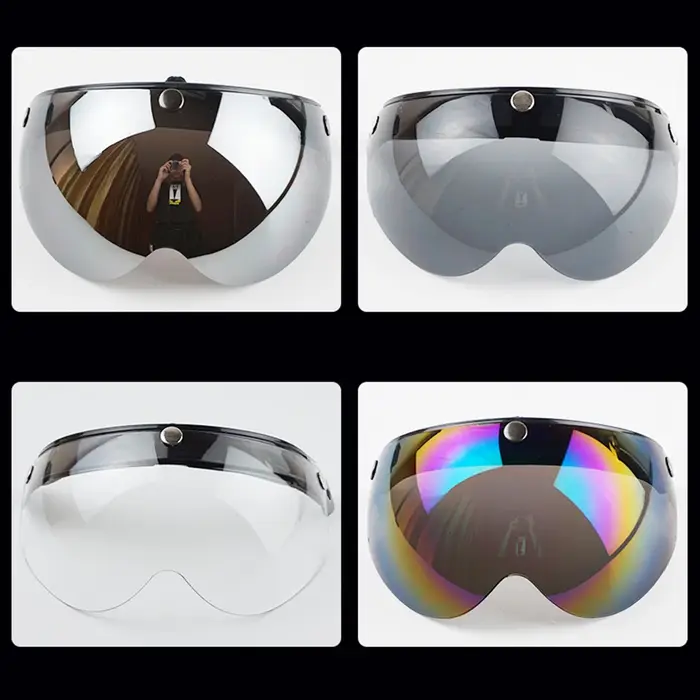 Visière de casque rétro à 3 boutons-pression, visière de casque rétro à 3 boutons-pression, coupe-ve