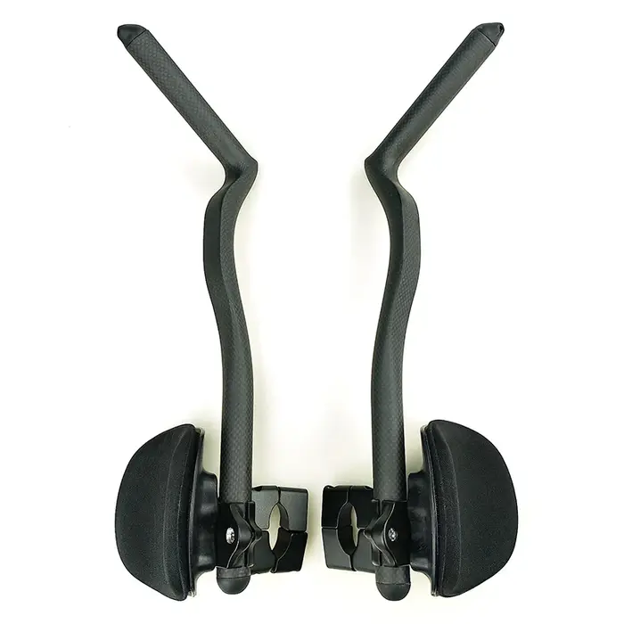 Guidon de repos en fibre de carbone 3K style TT avec pince spéciale pour vélo de route et Fixed Gear blanc ou rouge