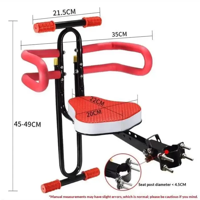 Siège de vélo pour enfant détachable avec dossier, antichoc, sécurisé, pour vélos de montagne, de route et de ville