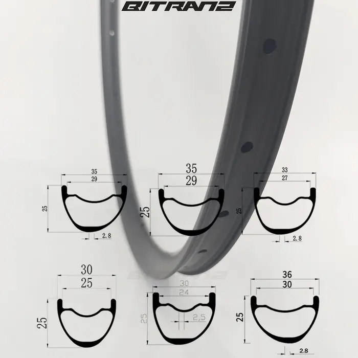 29er 27.5er XC AM VTT jante en carbone 30mm 33mm 35mm 36mm x 25mm 650B symétrique asymétrique sans c