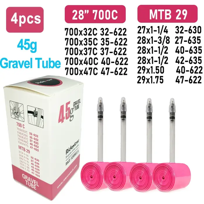 Ridenow ultraléger TPU gravier chambre à air de vélo 29 pouces 700x32C 35 37 40 47C Valve de pneu vé