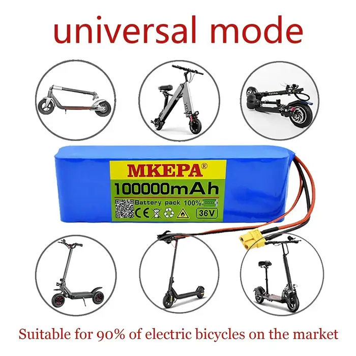 Batterie au lithium pour scooter électrique, 10S2P, 36V, 100000mAh, 500W