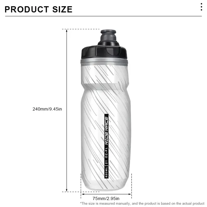 RIDERACE bouteille d'eau de vélo isolé thermique Sport de plein air cyclisme double couche Portable 620ml vtt