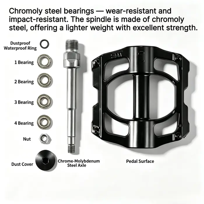 Pédales plates scellées à 4 roulements, en alliage d'aluminium ultraléger, axe chromoly 9/16 pouces, pour VTT / BMX / Vélo de route / Commutation urbaine
