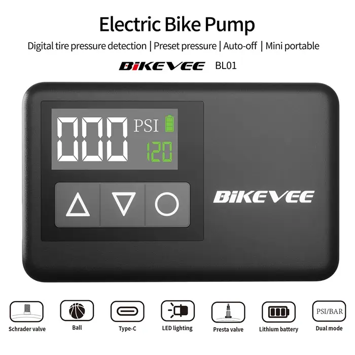 Mini pompe à vélo électrique 120 PSI
