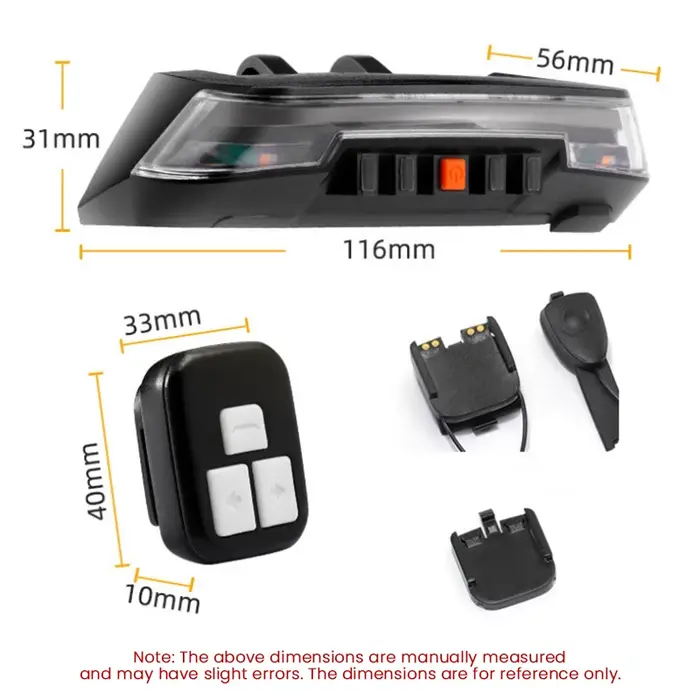 Feu arrière de vélo 18650 rechargeable intégré COB avec capteur de clignotant et télécommande sans f